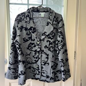 Laura Ashley 💯 percent wool 3 button gray and black blazer. Size M. Boiled wool